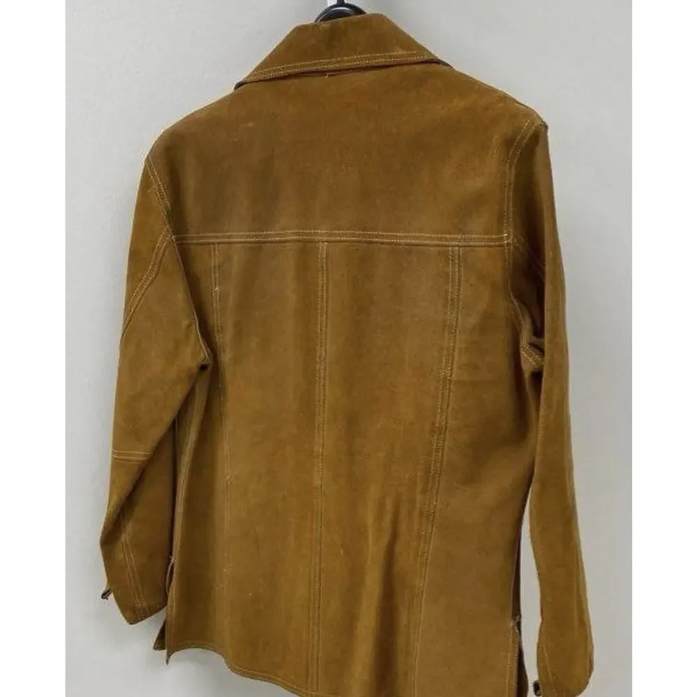 VINTAGE JC PENNY SPLIT COWHIDE SNAP BUTTON UP JACKET Med 38 WITH SNAP POCKETS
